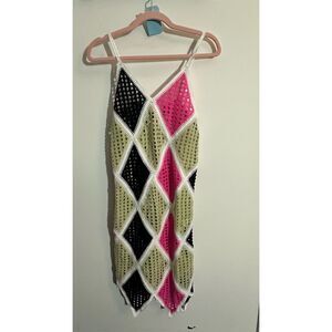 Women's Mini Crochet Dress Multicolor Geometric Summer
